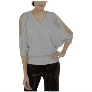 MSK, Split-Sleeve Metallic Blouson Top, Size XL